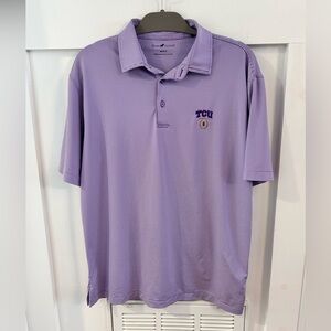 Horn Legend TCU Texas Christian University Purple stripe Polo Shirt men’s medium